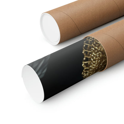 Two rolls of brown paper with gold foil on them