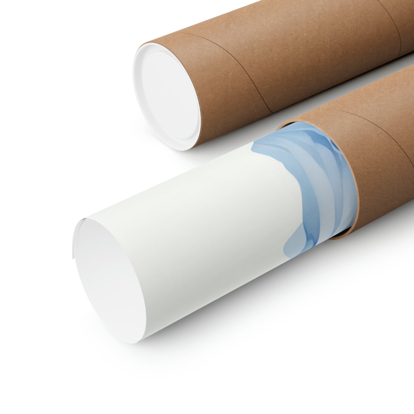 Two rolls of brown paper with blue tape