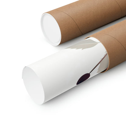 Two rolls of brown paper on white background