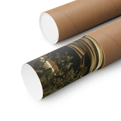 Two rolls of brown paper with a picture of a woman