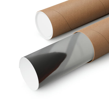 Two rolls of brown paper with black and white paper