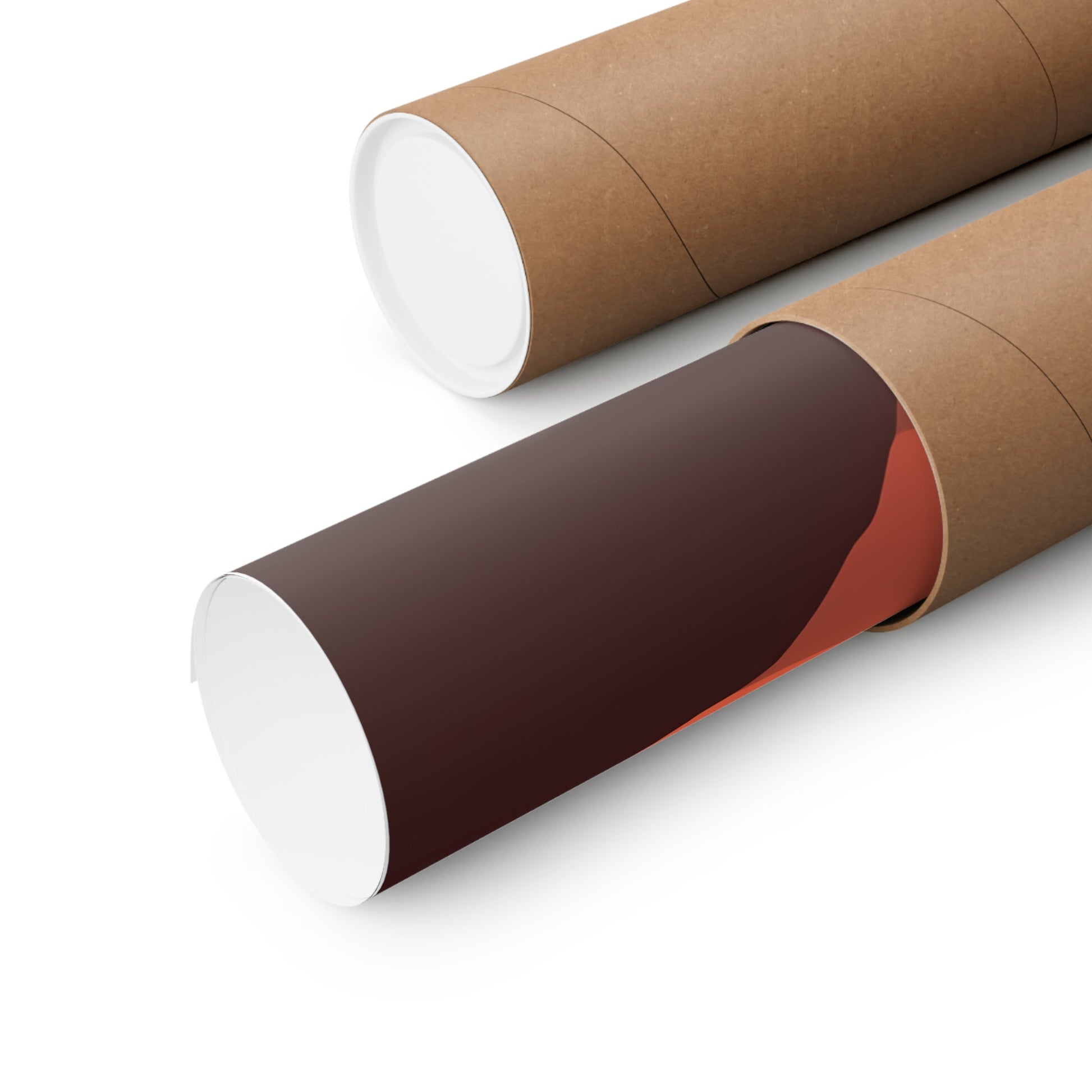 Two rolls of brown paper with a white top