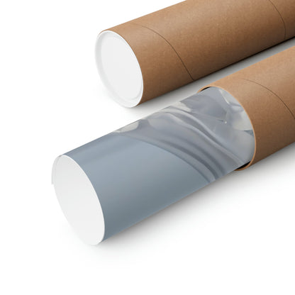 Two rolls of brown paper with a blue and white stripe