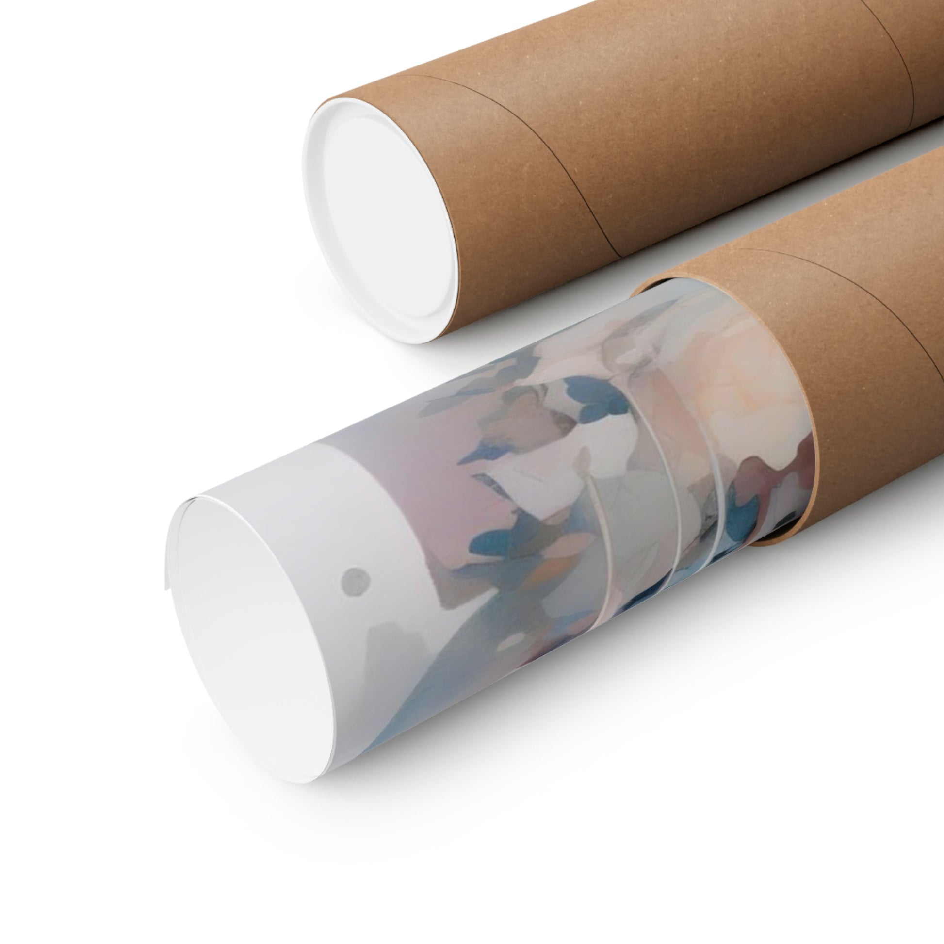 Two rolls of brown paper with a white lid