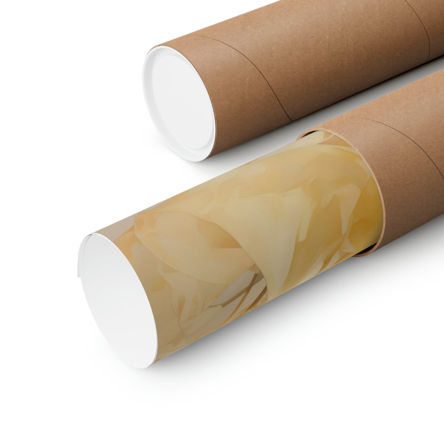 Two rolls of brown paper with a white lid