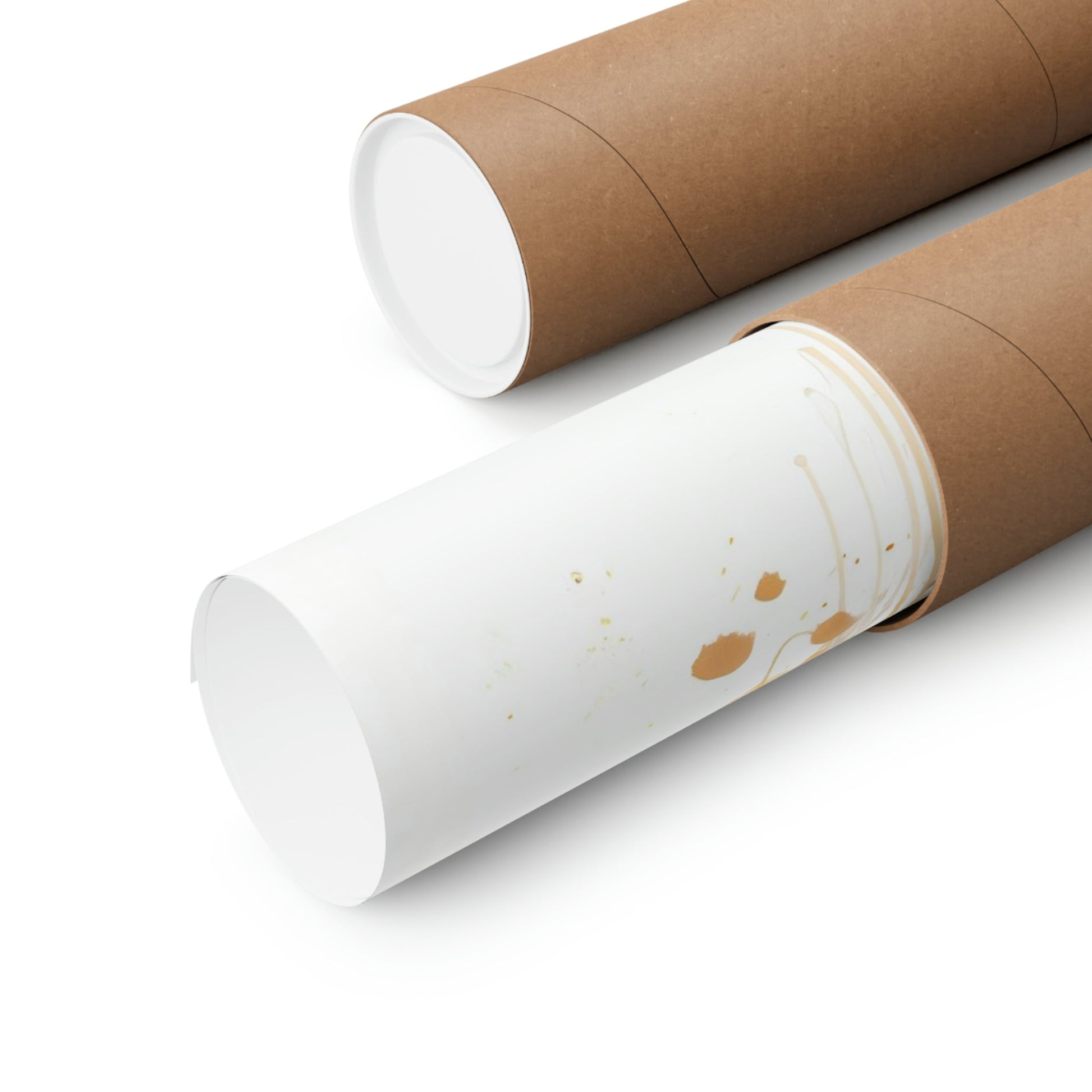 Two rolls of brown paper with a brown and white pattern