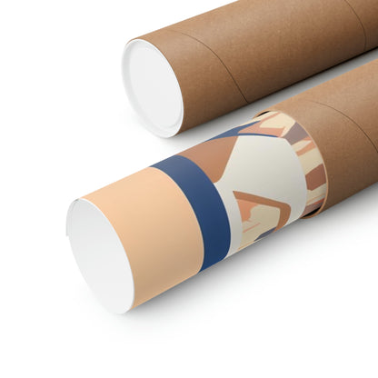 Two rolls of brown paper with a blue and white design