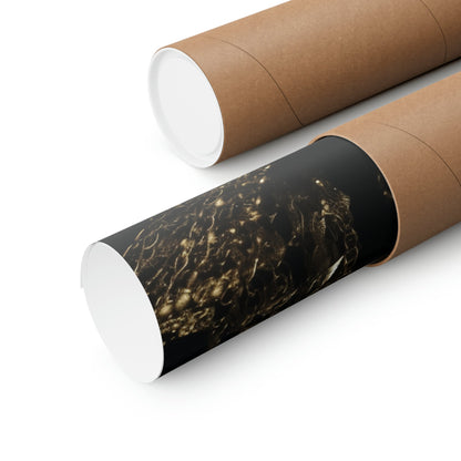 Two rolls of brown paper with a black and white marble pattern