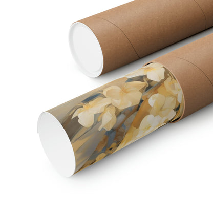 Two rolls of brown paper with a flower design