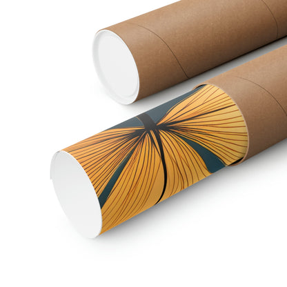 Two rolls of brown paper with a yellow and black design