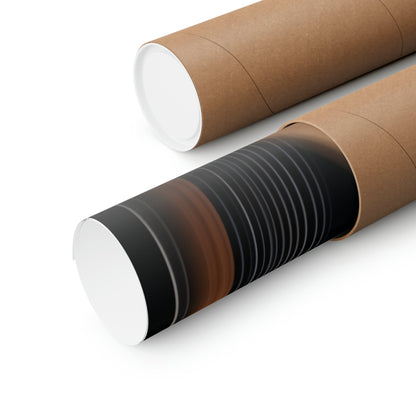 Two rolls of brown paper with black and white stripes