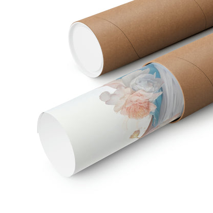 Two rolls of brown paper with a flower design on them