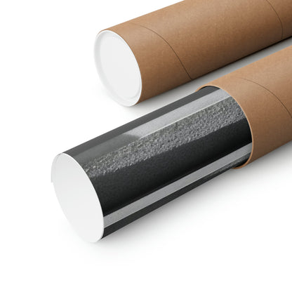 Two rolls of paper with a black and white paper