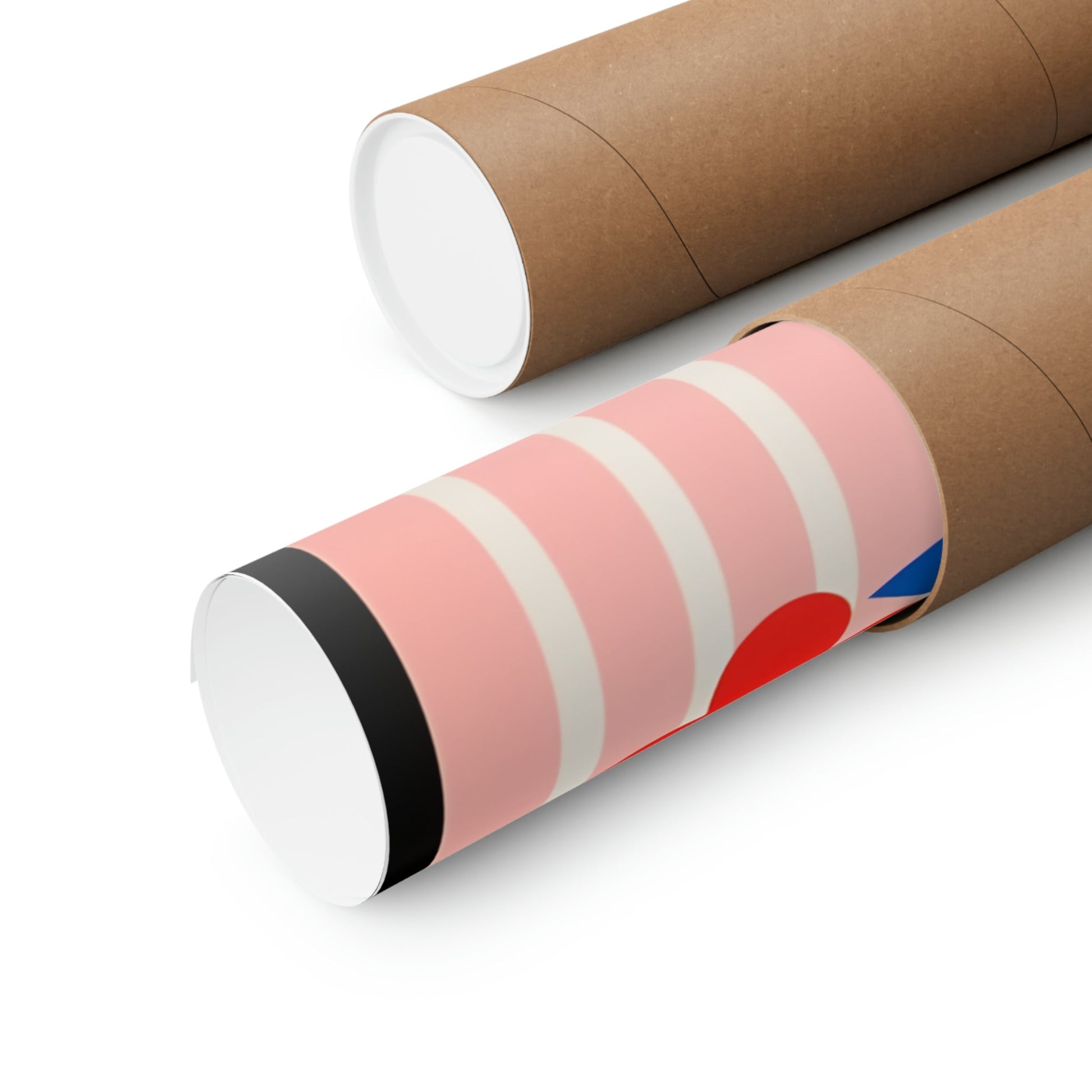 Two rolls of toilet paper with a red, white and blue stripe