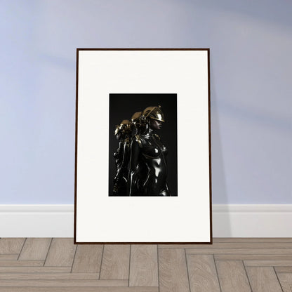 Framed black and white photograph of a dandelion seed head.