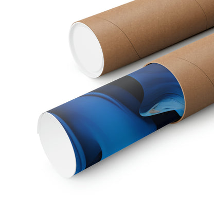 Cardboard mailing tubes, one with a blue paper or label partially peeled back.