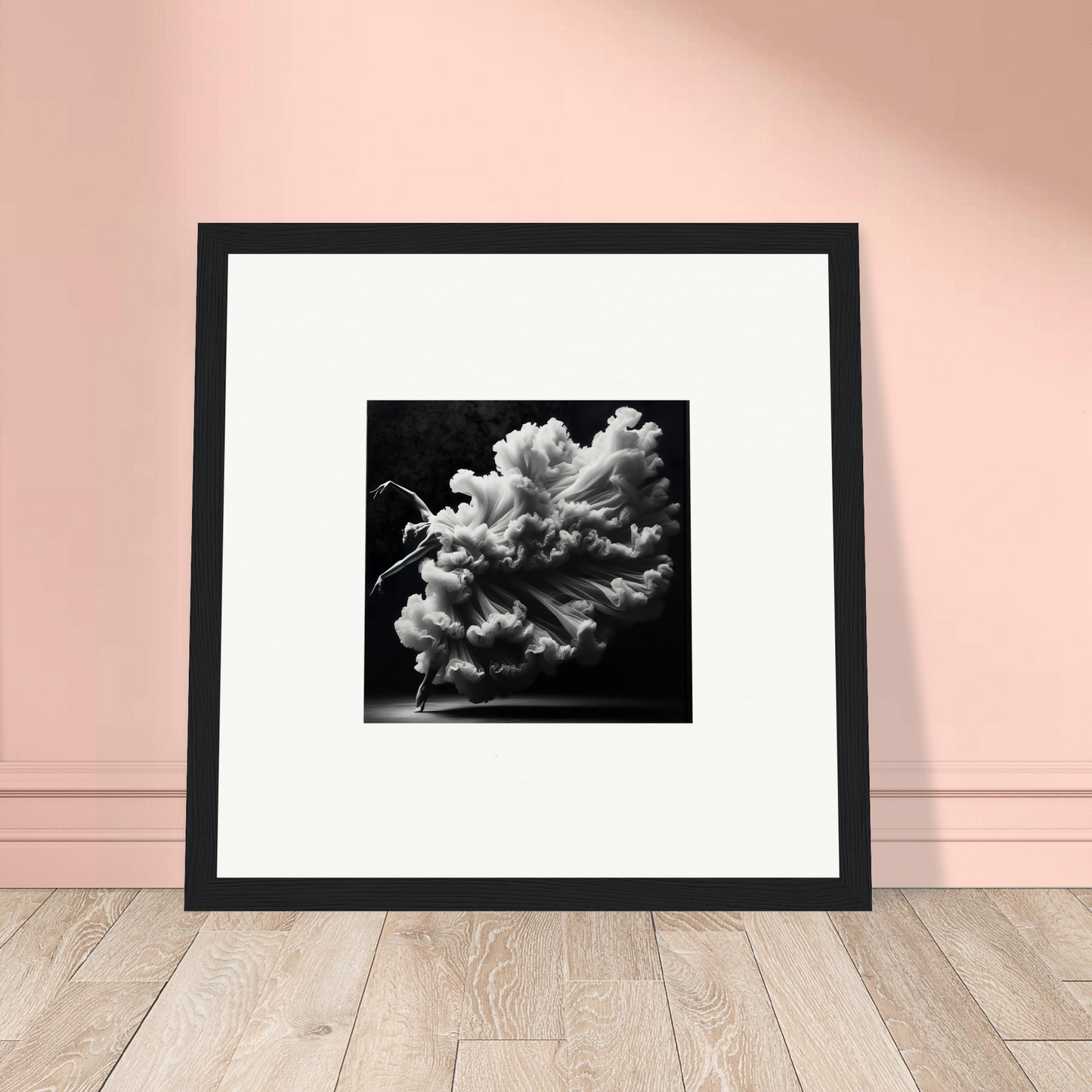 Framed black and white photograph of a billowing cloud formation.