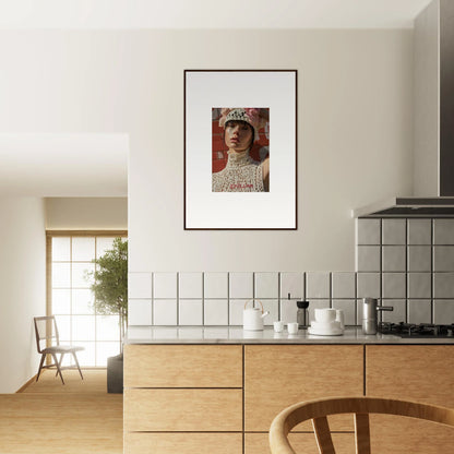 Framed portrait of a person wearing an ornate headdress or crown.