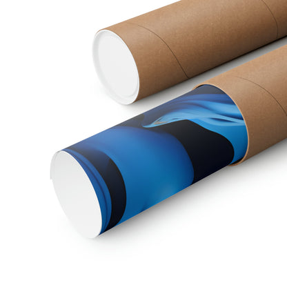 Cardboard mailing tubes, one plain and one with a blue design partially visible.