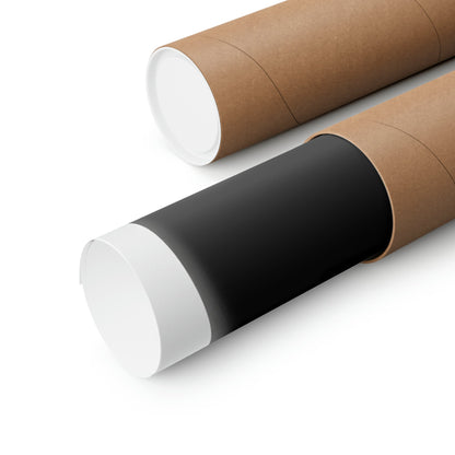 Cylindrical tubes or rolls with brown and black sections and white ends.