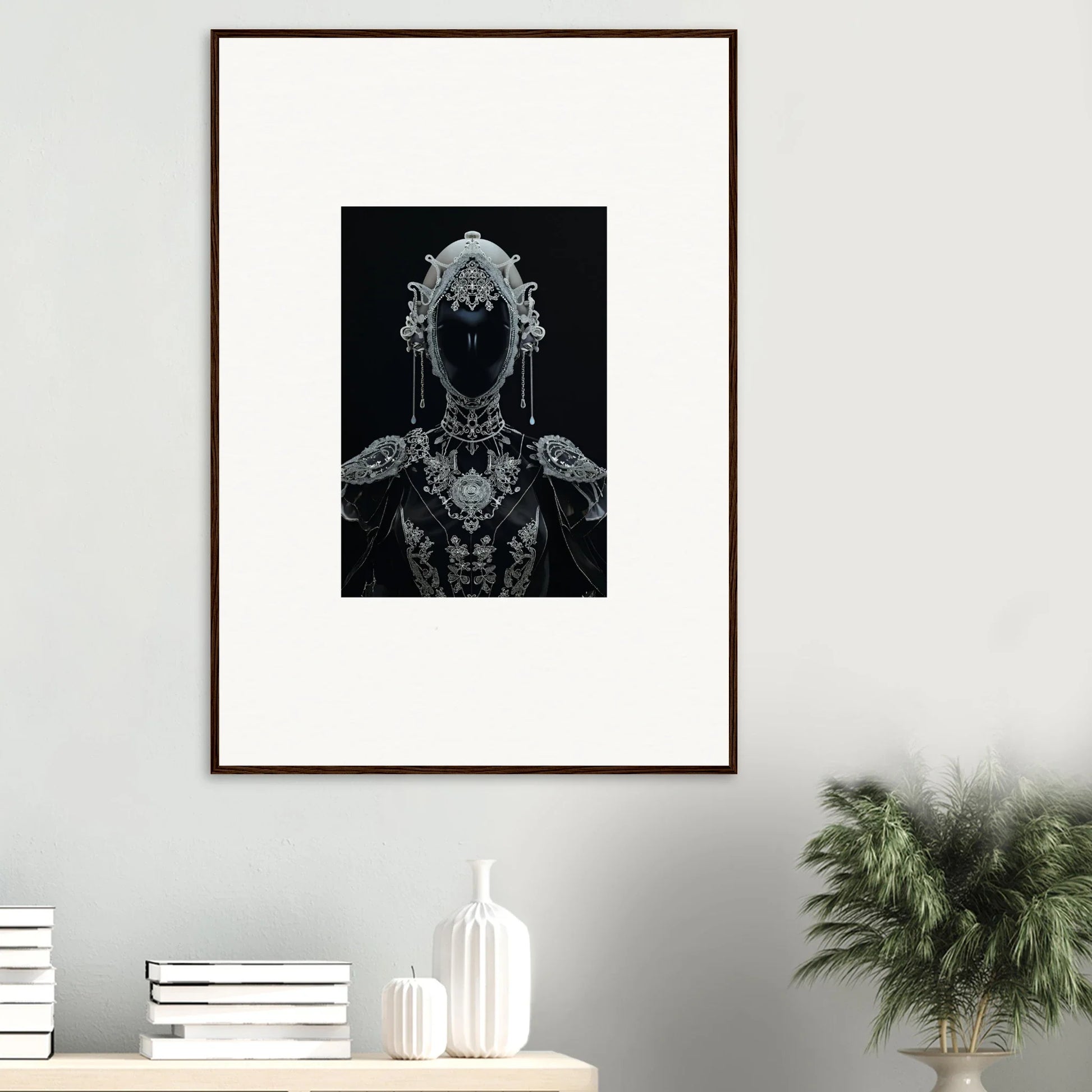 Dark artwork of a Nebulae Princess in an ornate headdress for room decoration