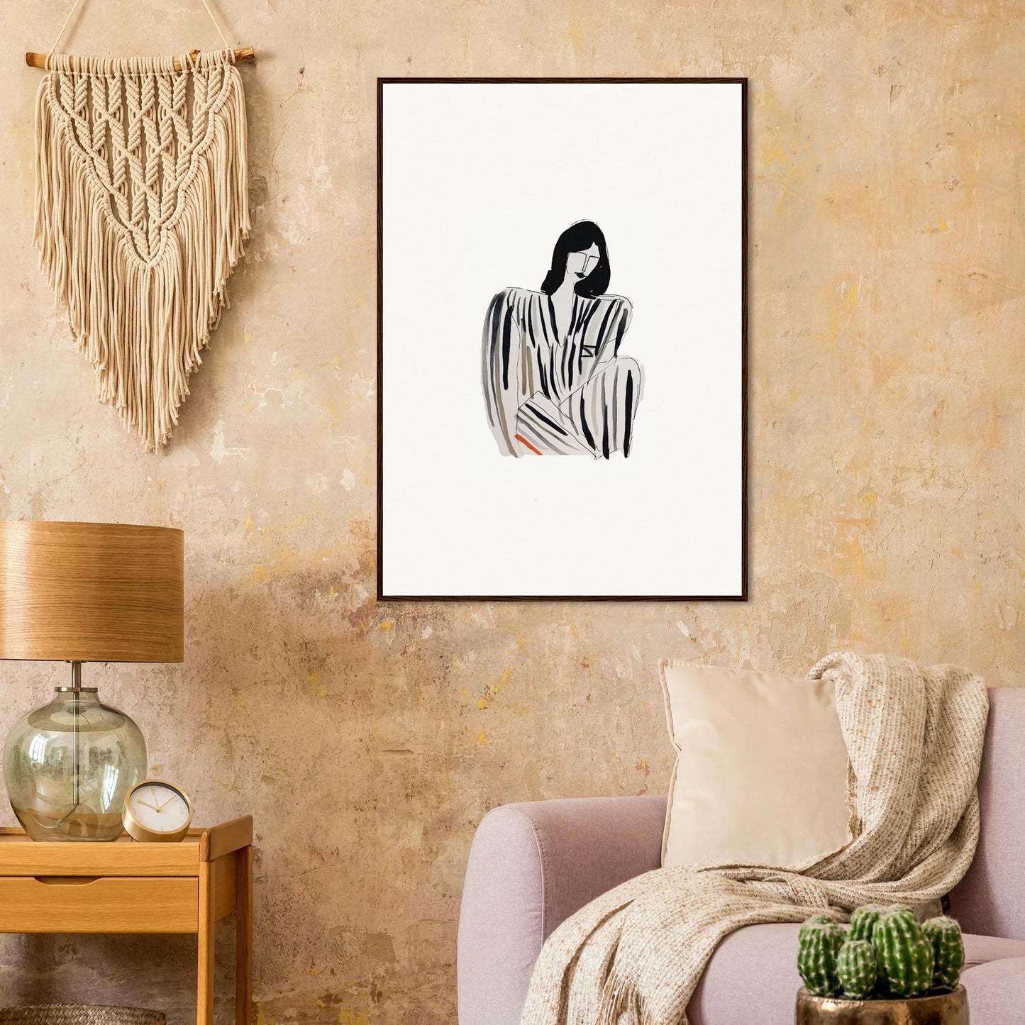 Framed minimalist line drawing of a woman for stylish Room Decoration with Whispers Formals