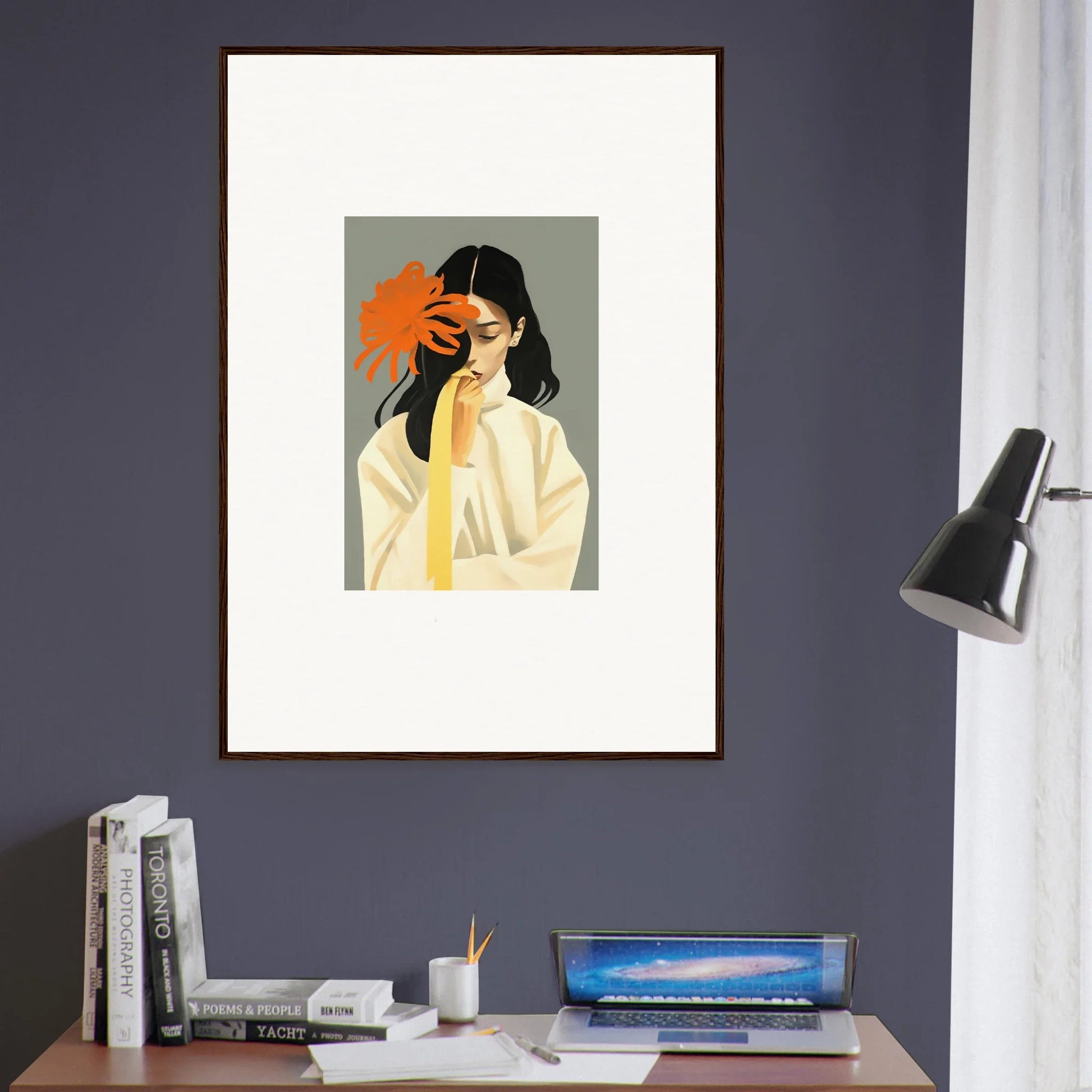 Stylized canvas print of person with dark hair for Dreams Eternity room decoration