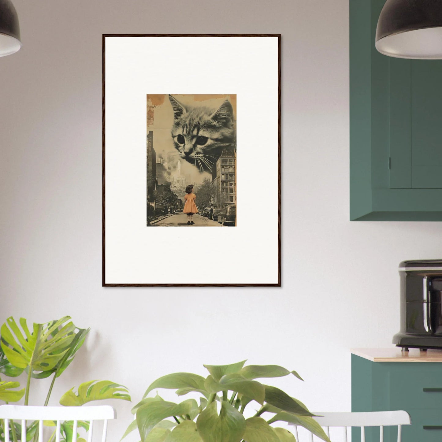 Giant cat face art over city street canvas print perfect for room decoration