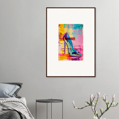 Colorful abstract painting of a high-heeled shoe for Noir Reverie room decor