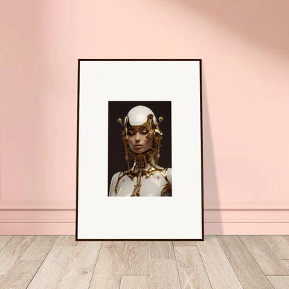 Framed canvas print of Gilded Dreamweaver with metallic gold elements for room decoration