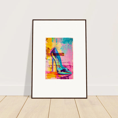 Colorful abstract painting of a high-heeled shoe, perfect for Noir Reverie room decor