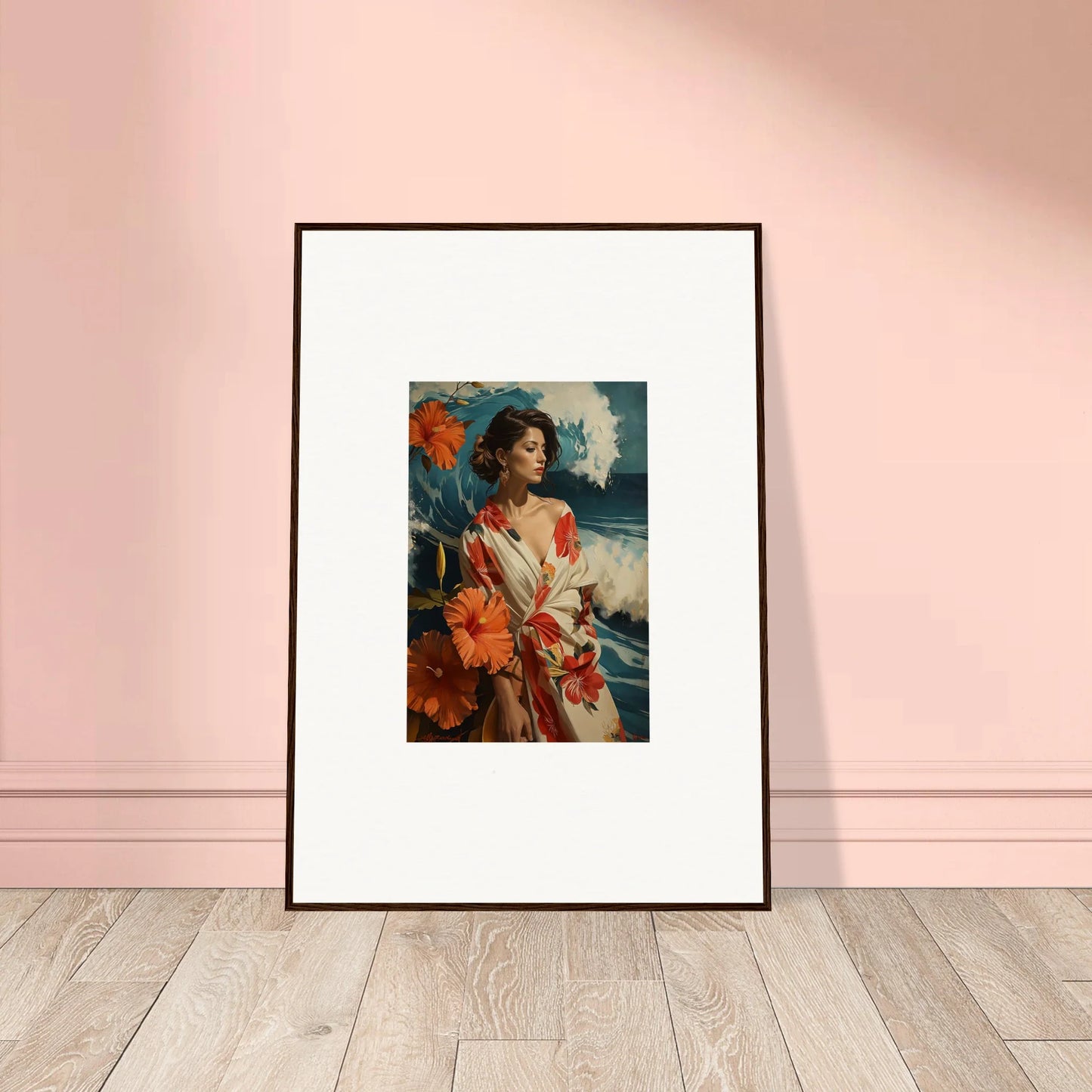 Framed canvas print of a person in vibrant brushstrokes for room decoration, Musing Cascade