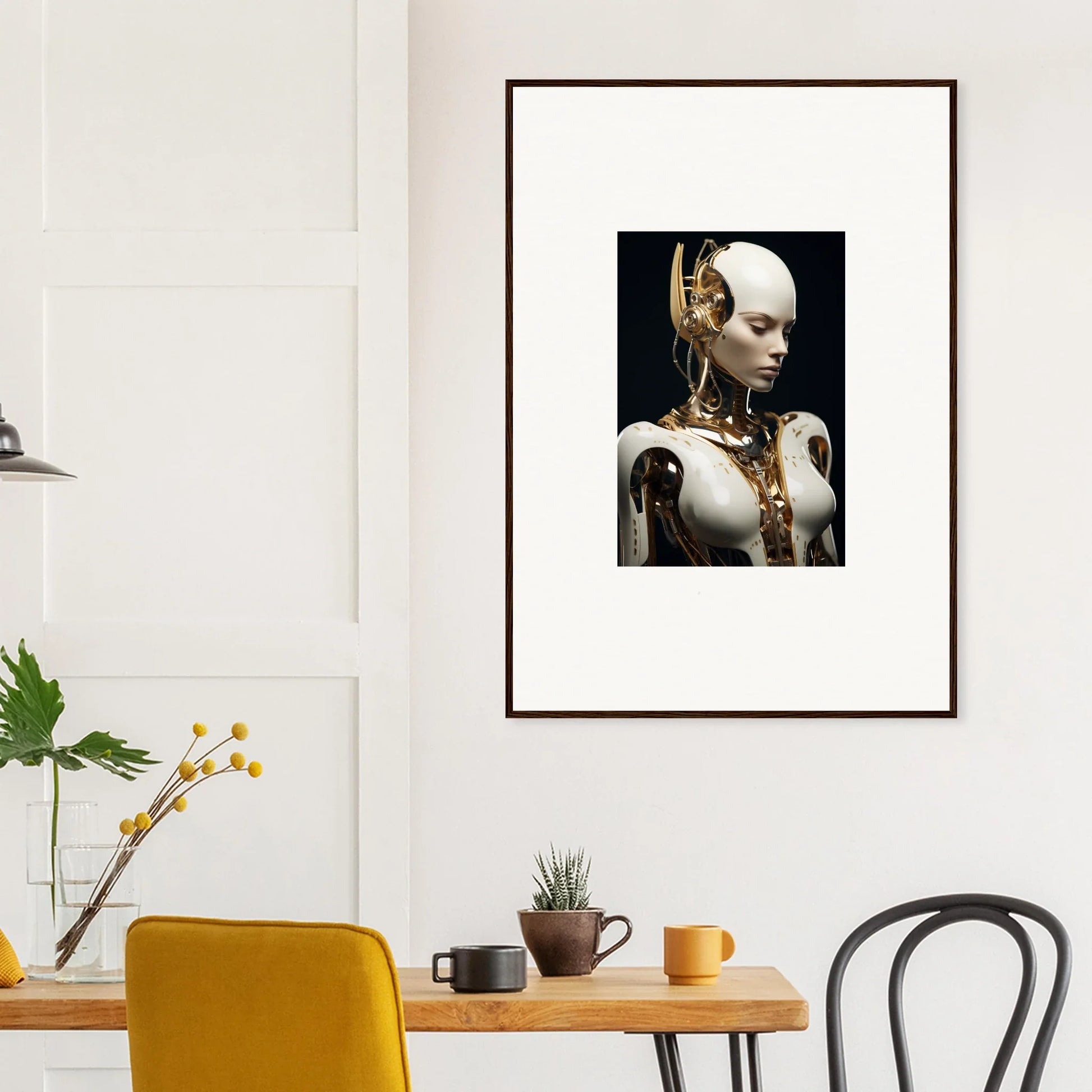 Framed canvas print of a humanoid dream machine for unique room decoration