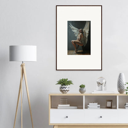 Framed artwork of a winged figure in deep thought from Heavenly Weakened Psalms