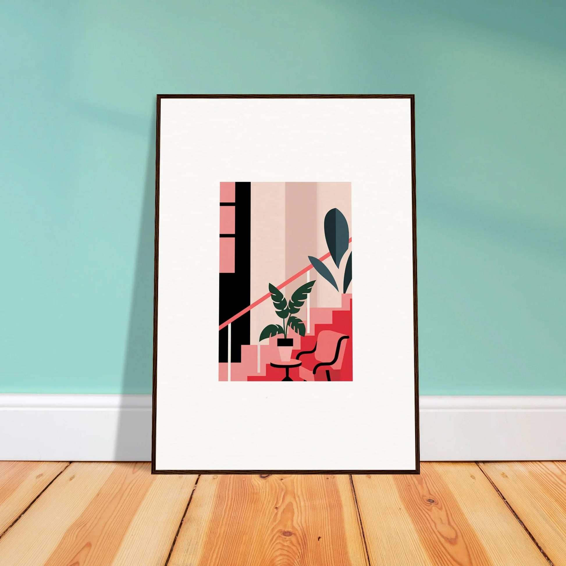 Framed minimalist canvas print of a stylish interior scene, perfect for room decoration