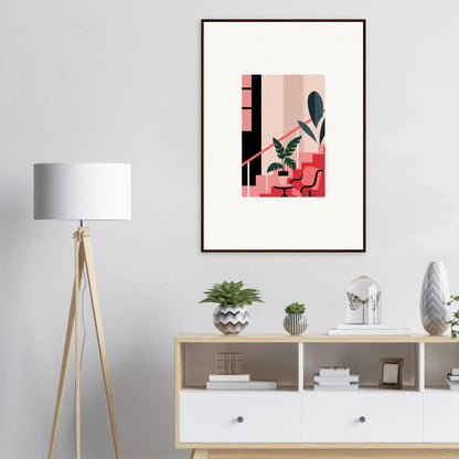 Framed canvas print of daydream expression art with geometric shapes and plants