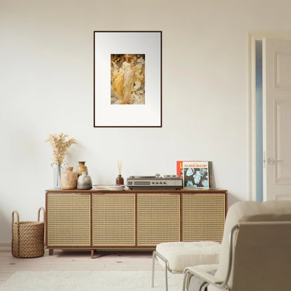 Wooden sideboard with cane doors, perfect for Petal Serenade room decoration