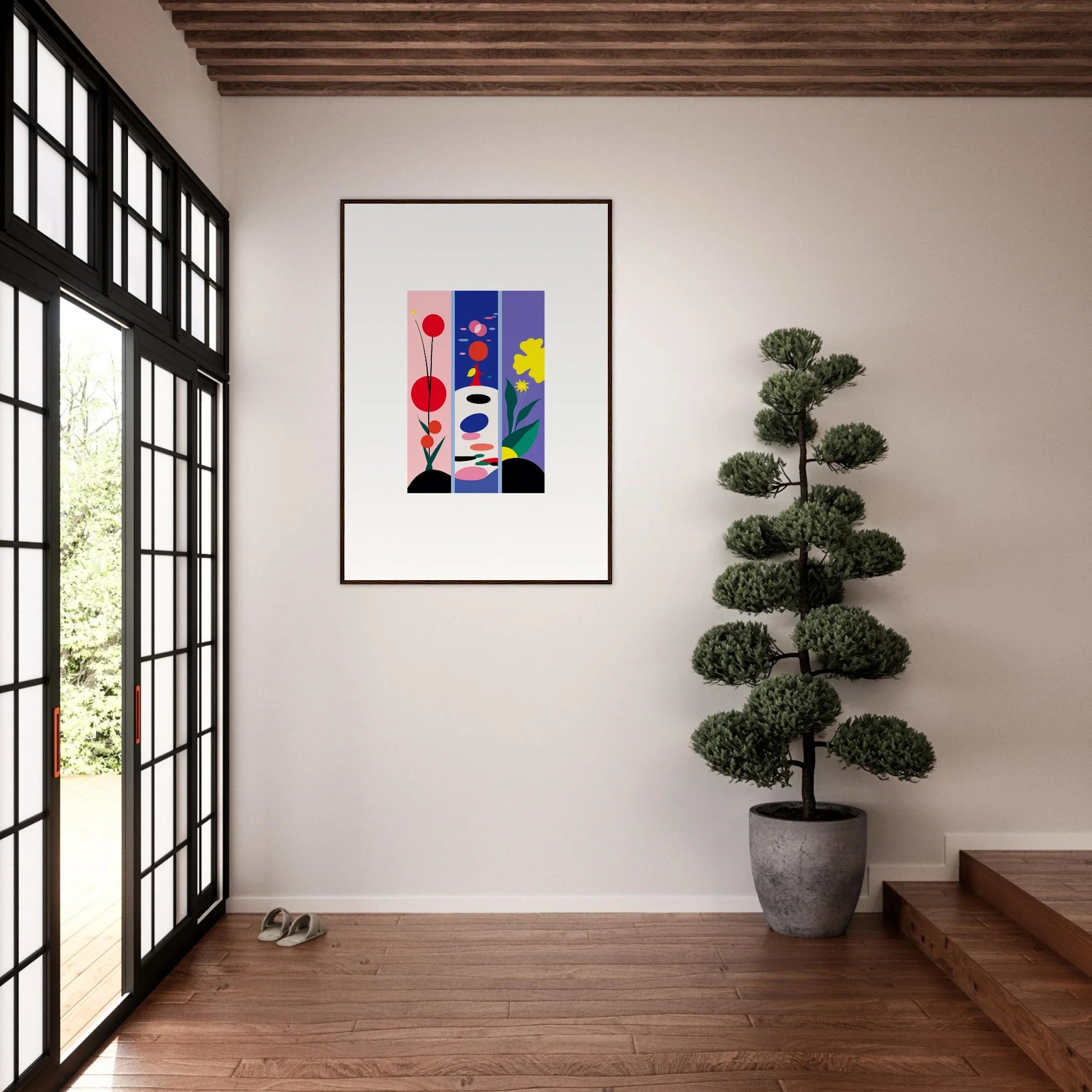 Colorful abstract artwork with geometric shapes for your Huescape Bloom canvas print