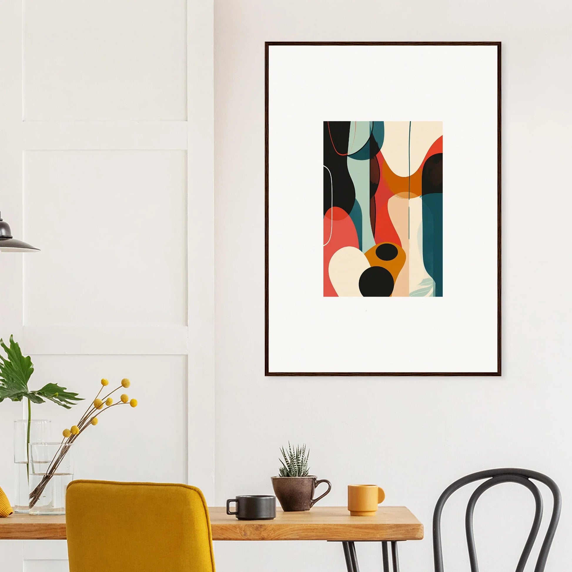 Colorful curved shapes in Abstract Framed Artwork for stylish Room Decoration