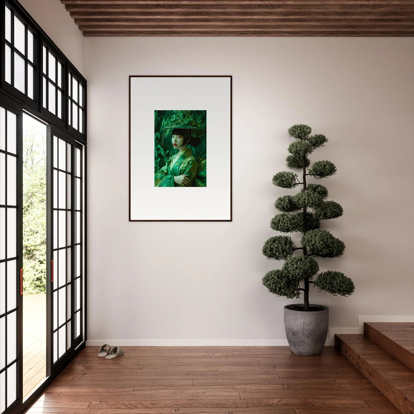 Framed green portrait for room decoration in Flora’s Whispering Spectacle