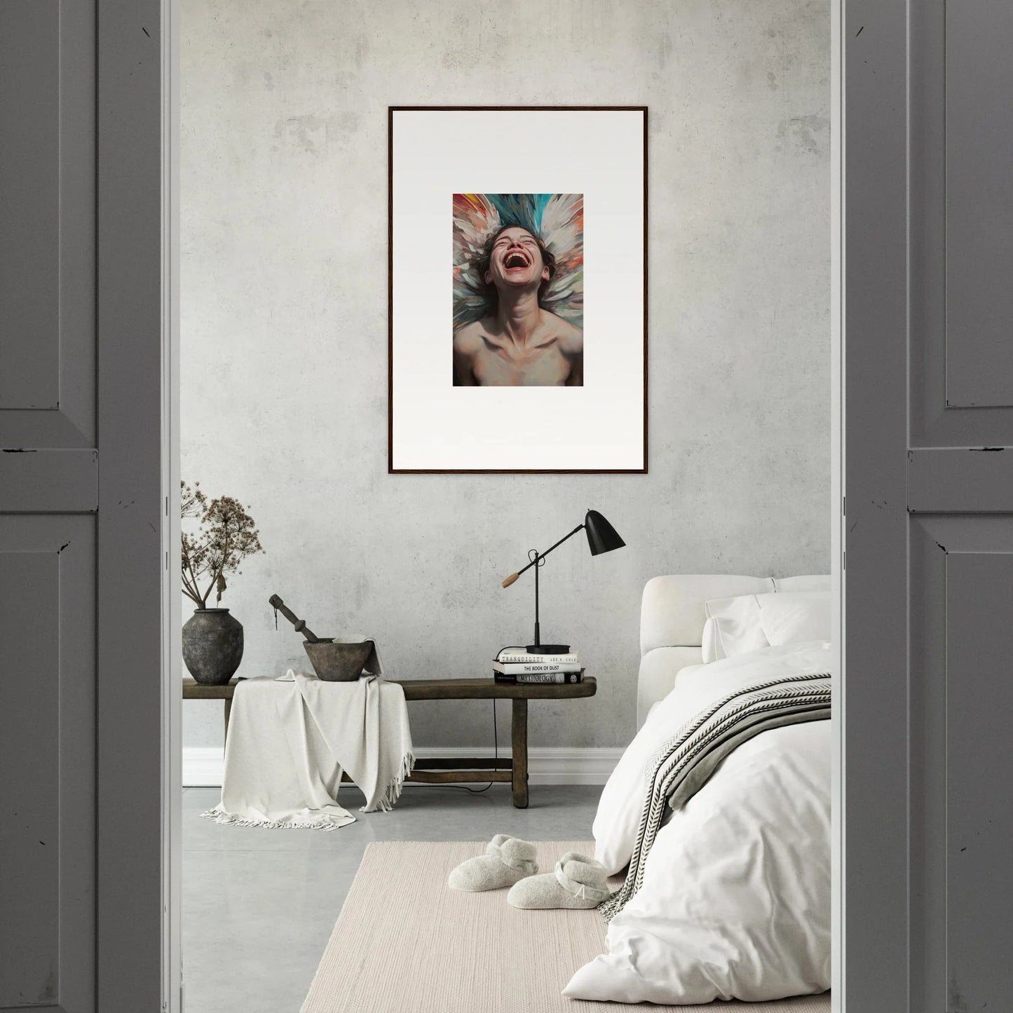 Framed canvas print of a vibrant portrait for stylish room decoration with Aura Bloom