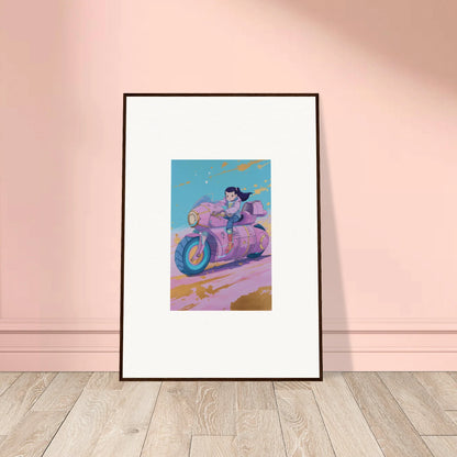 Colorful cartoon character on a motorcycle canvas print for fun room decoration in Paintfall Venture