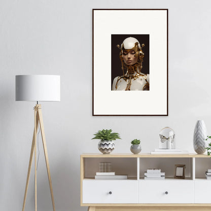 Futuristic metallic humanoid figure wall art for stylish room decoration