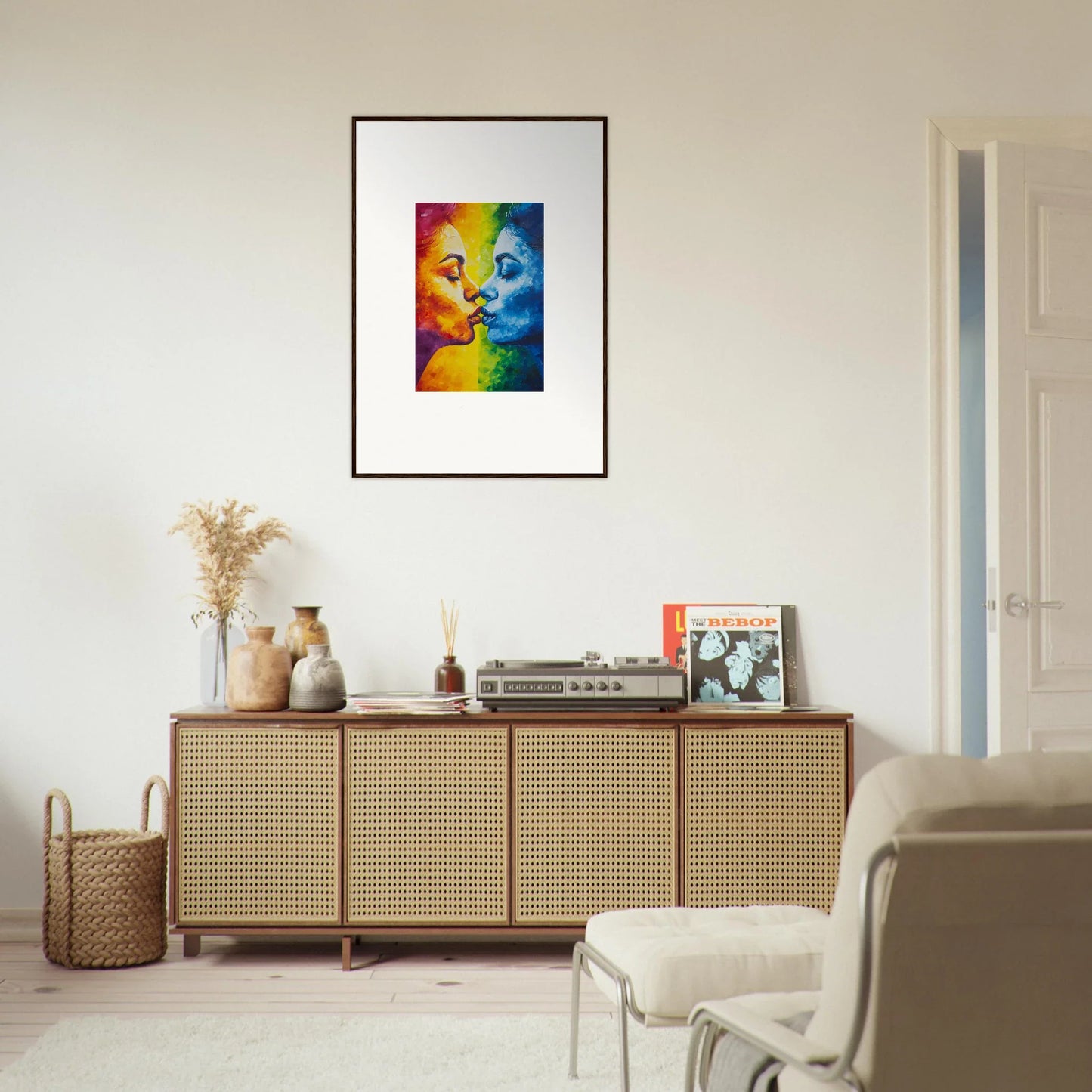 Colorful abstract portrait for Canvas Print ’Chromatic Serenity Kiss’ room decoration