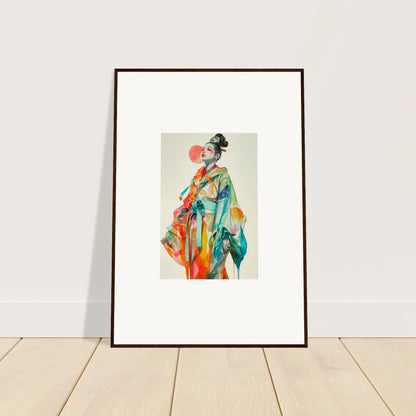 Colorful abstract geisha canvas print, perfect for rainbow essence room decoration