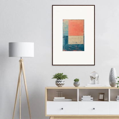 Abstract geometric painting in coral, teal, and beige for modern room decoration canvas print