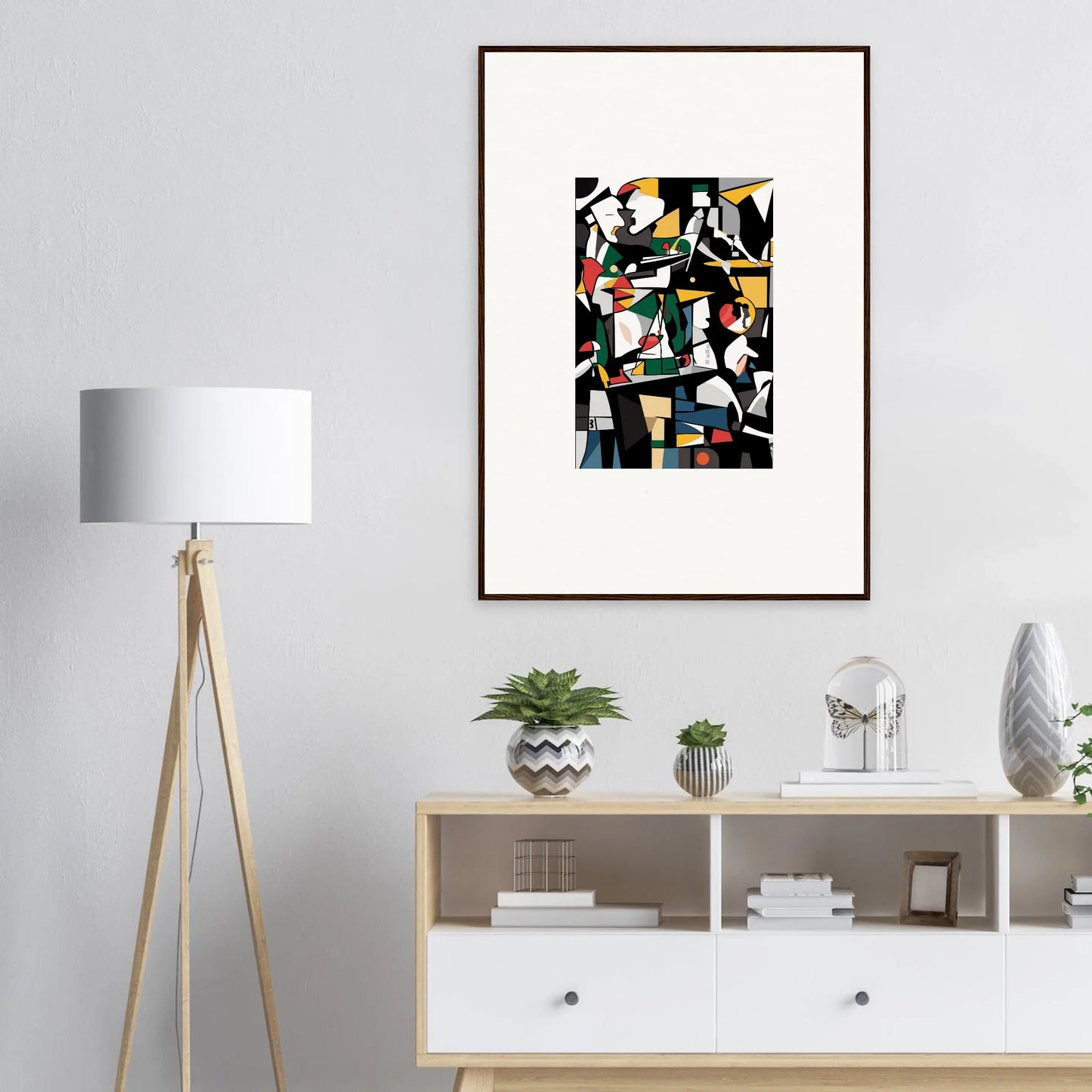 Abstract geometric artwork canvas print with colorful shapes for a kaleidoscopic reverie