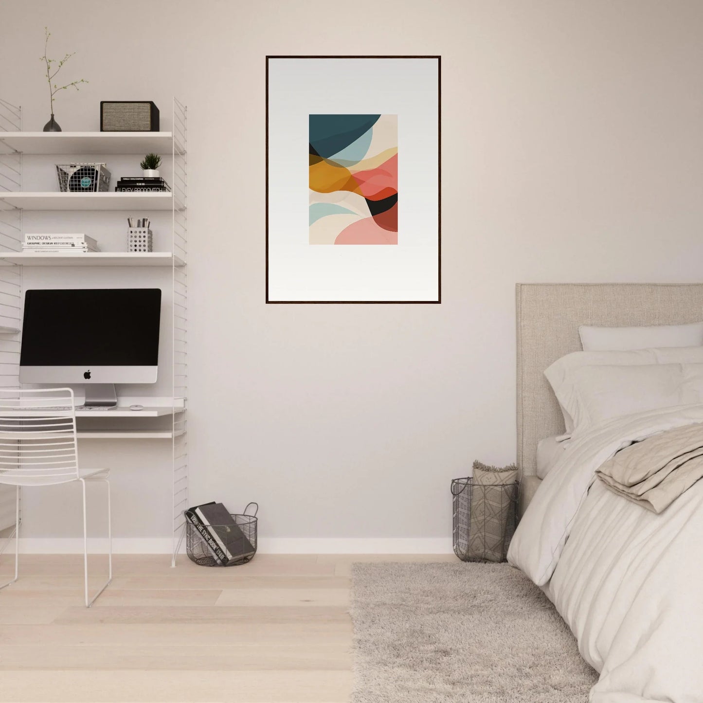 Abstract geometric wall art canvas print in muted colors for stylish room decoration