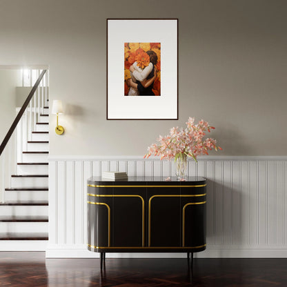 Framed fox artwork with autumn leaves perfect for room decoration and euphoria embrace