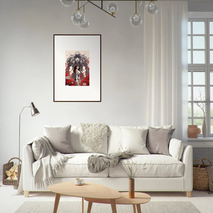 Cozy white sofa with throw pillows, perfect for a chic room decoration like Poppy Lucidity